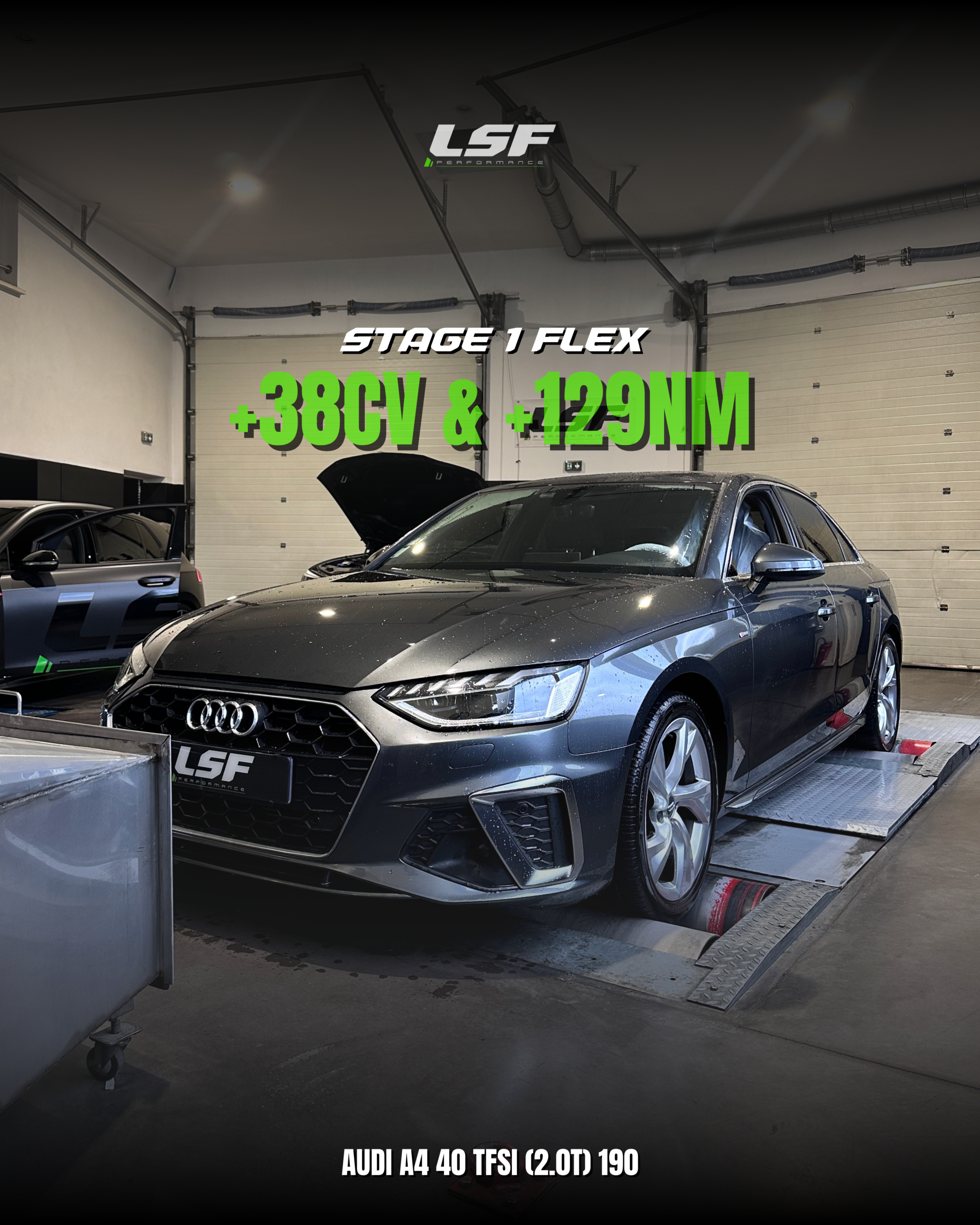 Reprogrammation sur mesure et sur banc de puissance Audi A4 40 TFSI 190