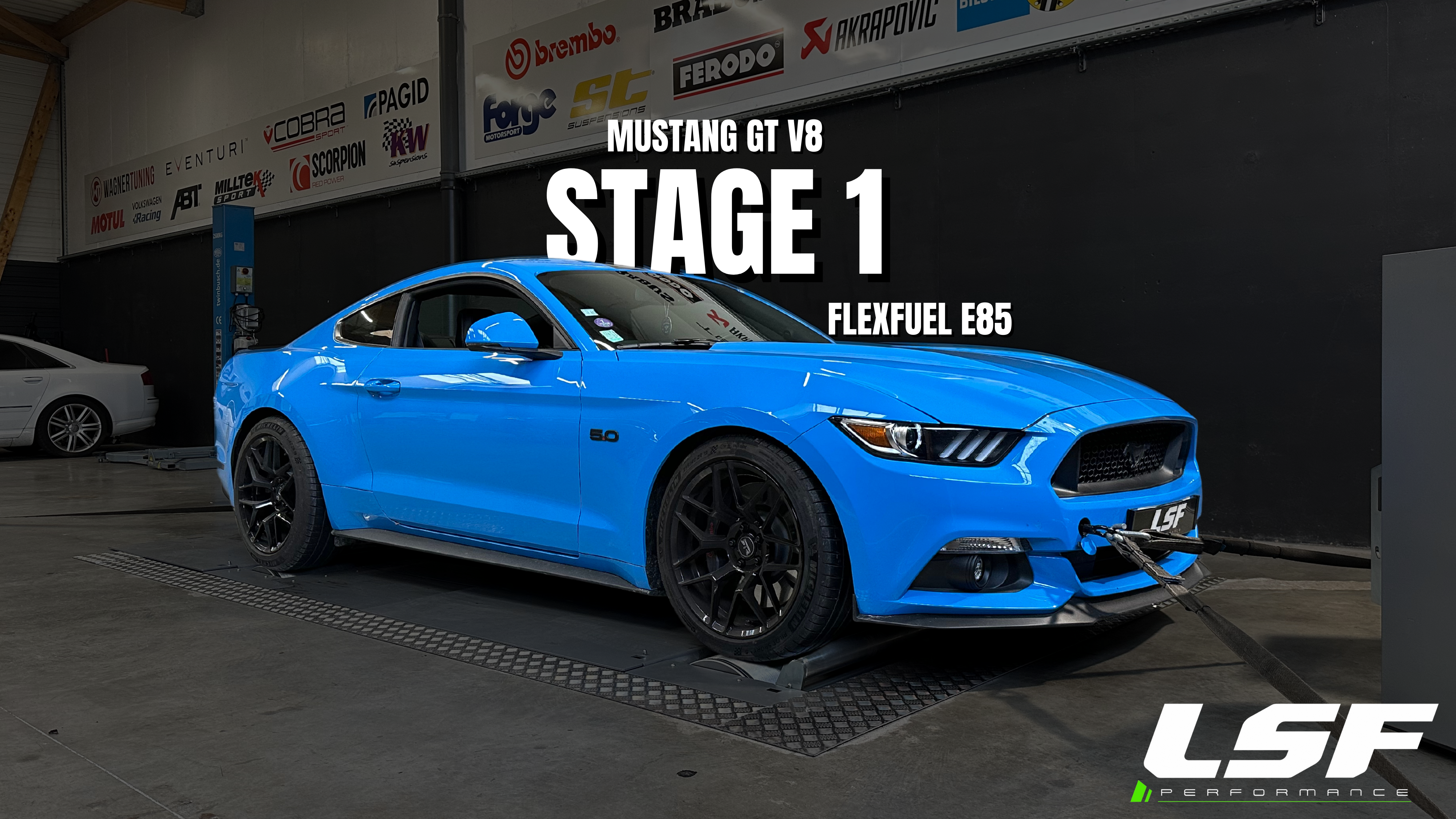 Optimisation Stage 1 FlexFuel E85 réalisée sur une Mustang 5.0 V8 à Sciez : puissance, couple et économies réunis pour une conduite exceptionnelle. #LSFPerformance #OptimisationMoteur #FlexFuel