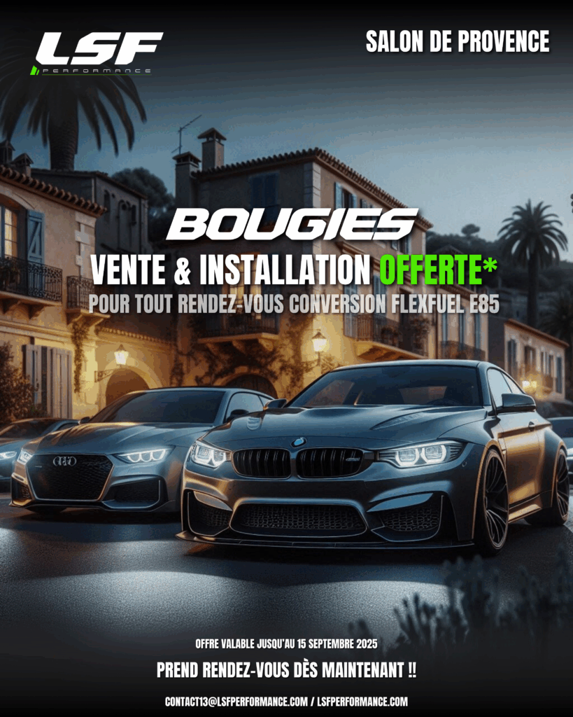 Offre Spéciale rentrée 🔧💥 A l'occasion de cette fin d'été, offrez vous des réelles économies. Pour une conversion Flexfuel E85, on vous offre l'achat et l'installation de vos bougies… C’est le moment idéal pour libérer tout le potentiel de votre moteur tout en réalisant des économies. 🚗 Performances améliorées 💰 Consommation maîtrisée ✅ Fiabilité garantie by LSF 📅 Offre valable pour une durée limitée, ne manquez pas cette opportunité ! 👉🏻 Prenez rendez-vous dès maintenant et faites rugir votre moteur avec LSF Performance.
