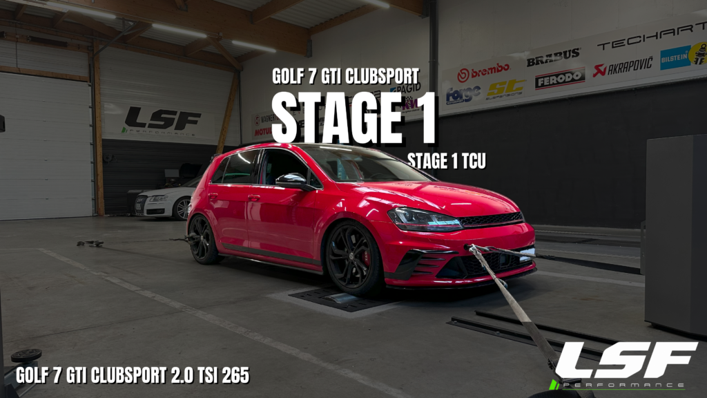 Optimisation complète Stage 1 + Stage 1 TCU sur Golf 7 GTI Clubsport : 345 cv et 464 Nm grâce à notre expertise sur-mesure.