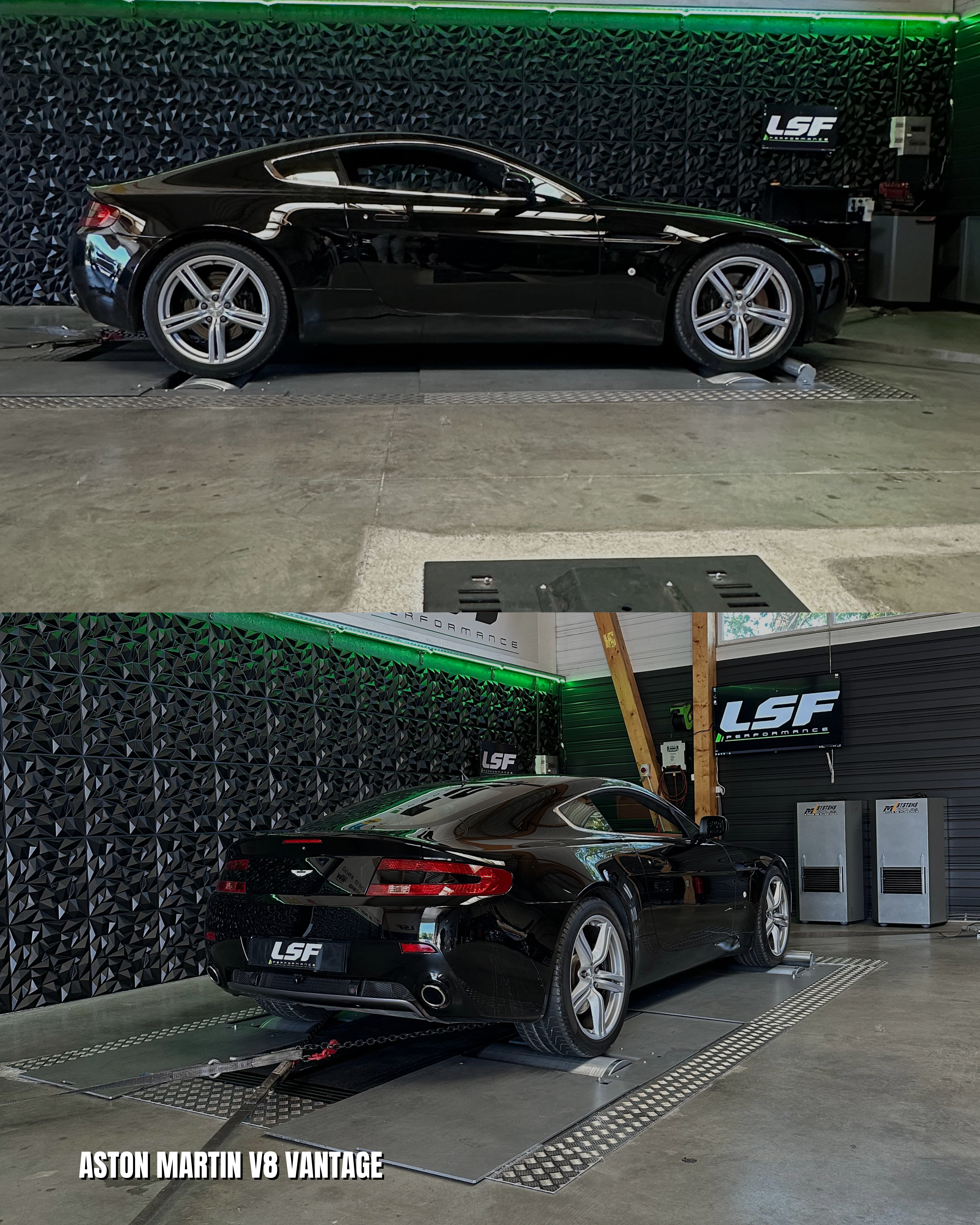 Reprogrammation moteur Aston Martin V8 Vantage – Stage 1 + suppression catalyseur chez LSF Performance. Développement sur-mesure sur banc de puissance pour cette V8 atmosphérique d’exception. Gains de couple et de puissance, réponse moteur améliorée, solution catalyseur électronique propre, sans voyant moteur. Travail réalisé chez LSF 13 ou LSF Performance 74 – spécialistes en reprogrammation haut de gamme sur véhicule sportif et prestige.