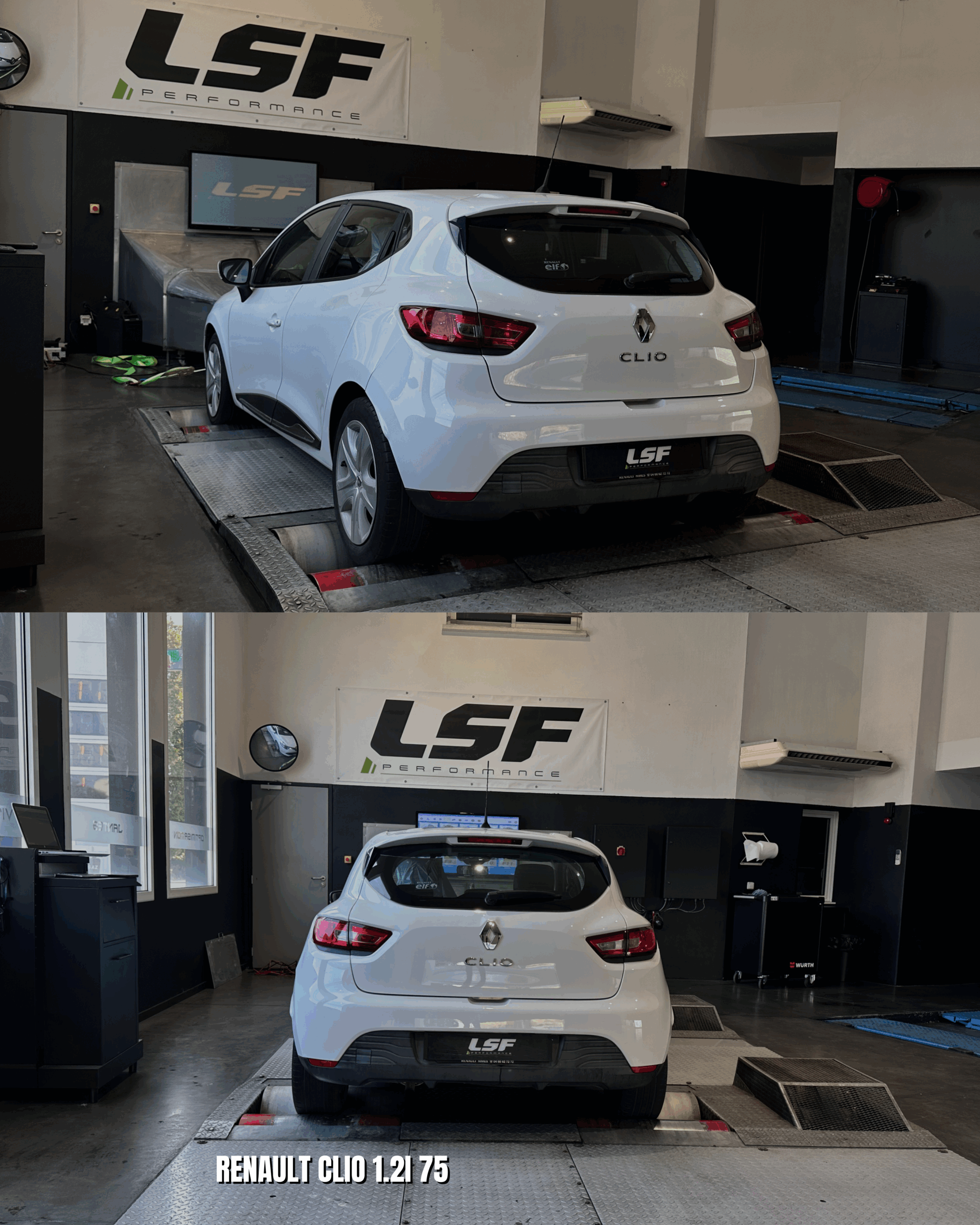 Reprogrammation moteur Stage 1 et conversion éthanol sur une Renault Clio 1.2 75 : passage de 71ch à 78ch, avec un couple optimisé à 116Nm. Optimisation sur-mesure réalisée sur banc chez LSF Performance.