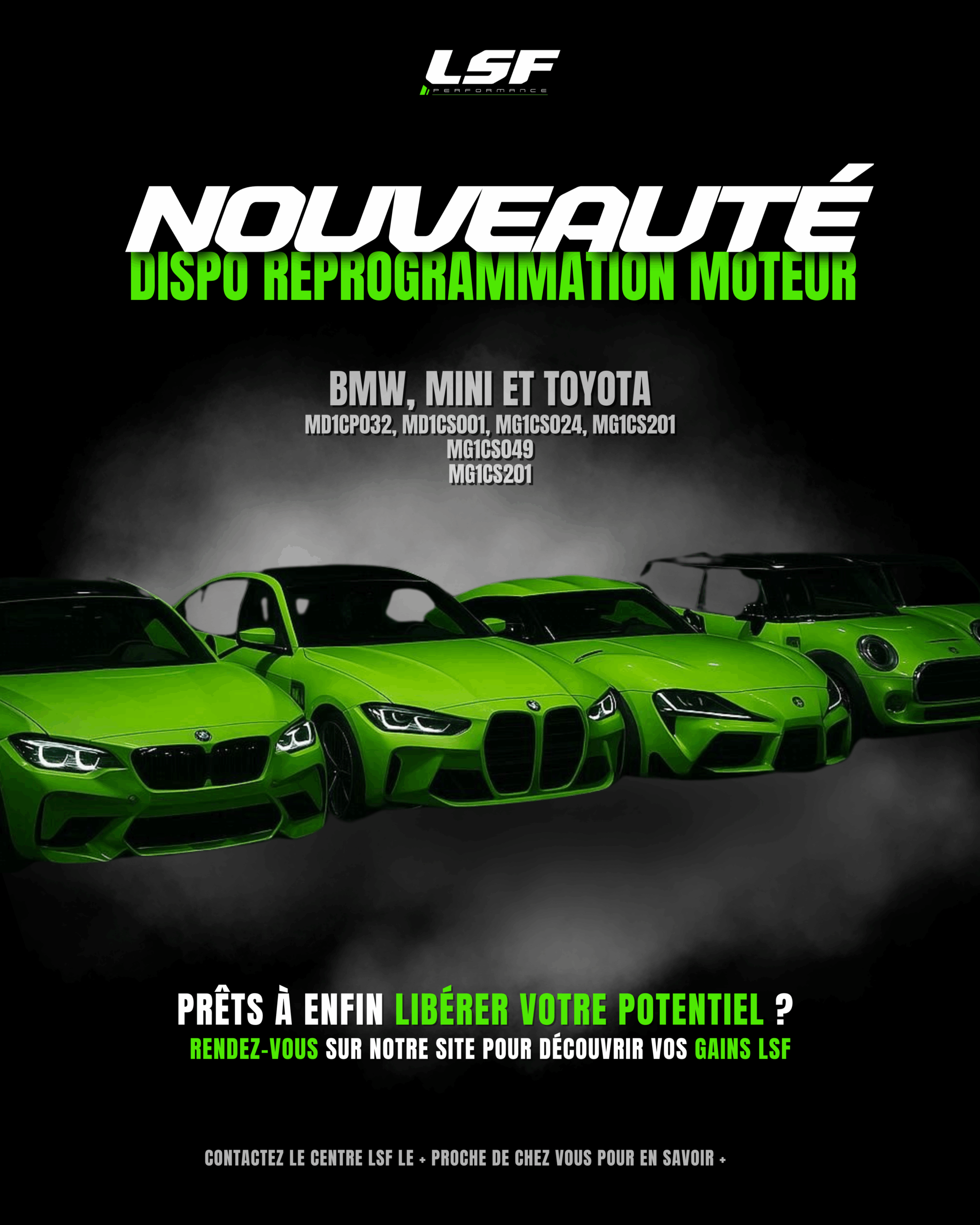 Les calculateurs BMW, Mini et Toyota post-2020 sont enfin déverrouillables 🔍 LSF Performance propose désormais la reprogrammation moteur sur mesure et la conversion FlexFuel E85 sur ces modèles récents. Optimisation de puissance, gain de couple, meilleure réactivité et réduction de la consommation — tout est réalisé sur banc de puissance par des ingénieurs motoristes expérimentés. 👉🏻 Une avancée majeure pour les conducteurs à la recherche de performance et de fiabilité.