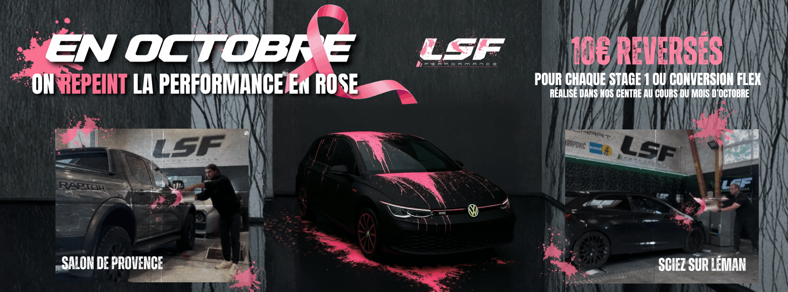 🎗 Octobre Rose chez LSF13 & LSF74 : on repeint la performance en rose 💗 Ce mois-ci, les centres LSF13 et LSF74 allient performance et solidarité à l’occasion d’Octobre Rose, la campagne nationale de sensibilisation au dépistage du cancer du sein. Parce que certaines causes dépassent les circuits et les bancs de puissance, cette initiative nous tient particulièrement à cœur. Elle touche de près nos équipes, nos clientes et de nombreuses femmes courageuses qui méritent tout notre soutien. Tout au long du mois d’octobre, pour chaque Stage 1 ou conversion FlexFuel réalisée dans nos centres de Sciez (Haute-Savoie) et dans les Bouches-du-Rhône, 👉🏻 10€ seront reversés à une association locale engagée dans la lutte contre le cancer du sein. Chez LSF Performance, nous croyons qu’un moteur optimisé, c’est bien… Mais un moteur du cœur, c’est encore mieux. 💪 🔍 Le réel de présentation des associations partenaires sera bientôt disponible sur nos réseaux. Restez connectés et rejoignez le mouvement : ensemble, on repeint la performance en rose.