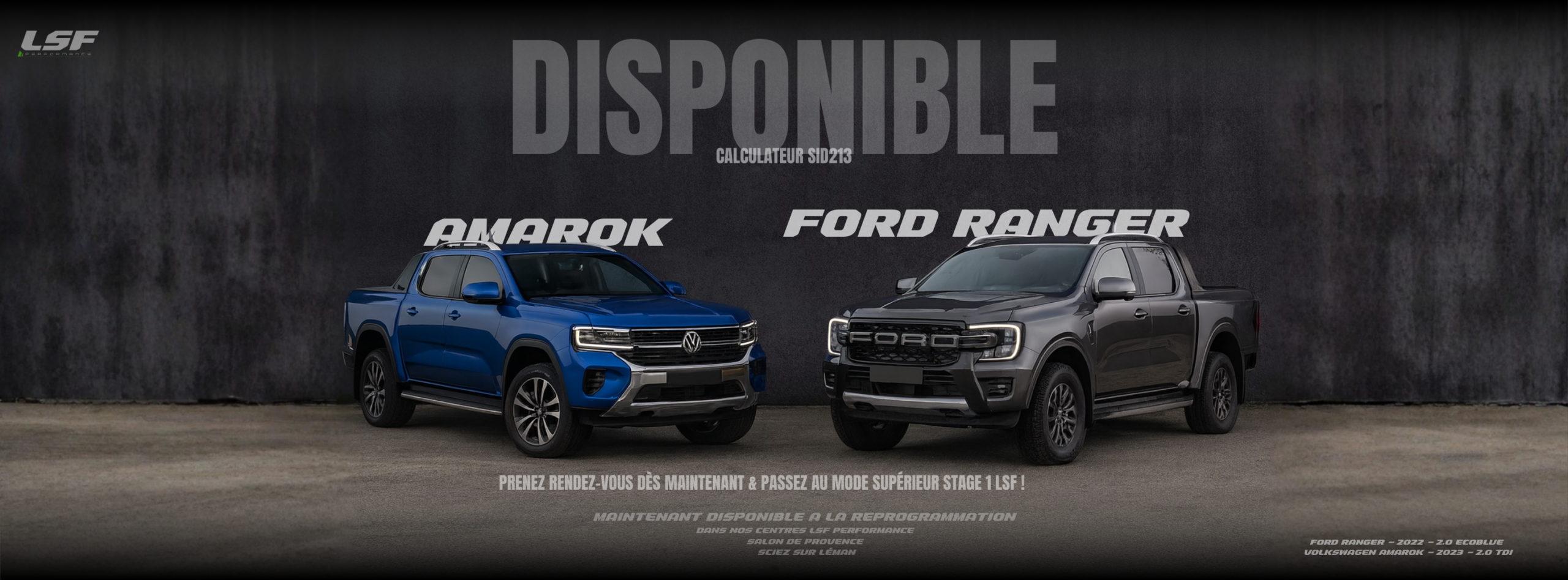 Les Ford Ranger 2022 – 2.0 EcoBlue et VW Amarok 2023 – 2.0 TDI équipés du calculateur SID213 sont enfin disponibles à l’optimisation moteur dans tous nos centres LSF. Développé par nos ingénieurs et validé sur banc de puissance, le Stage 1 LSF offre une montée en performances maîtrisée, précise et mesurable. 👉🏻 Contactez votre centre LSF pour accéder à cette optimisation très attendue.